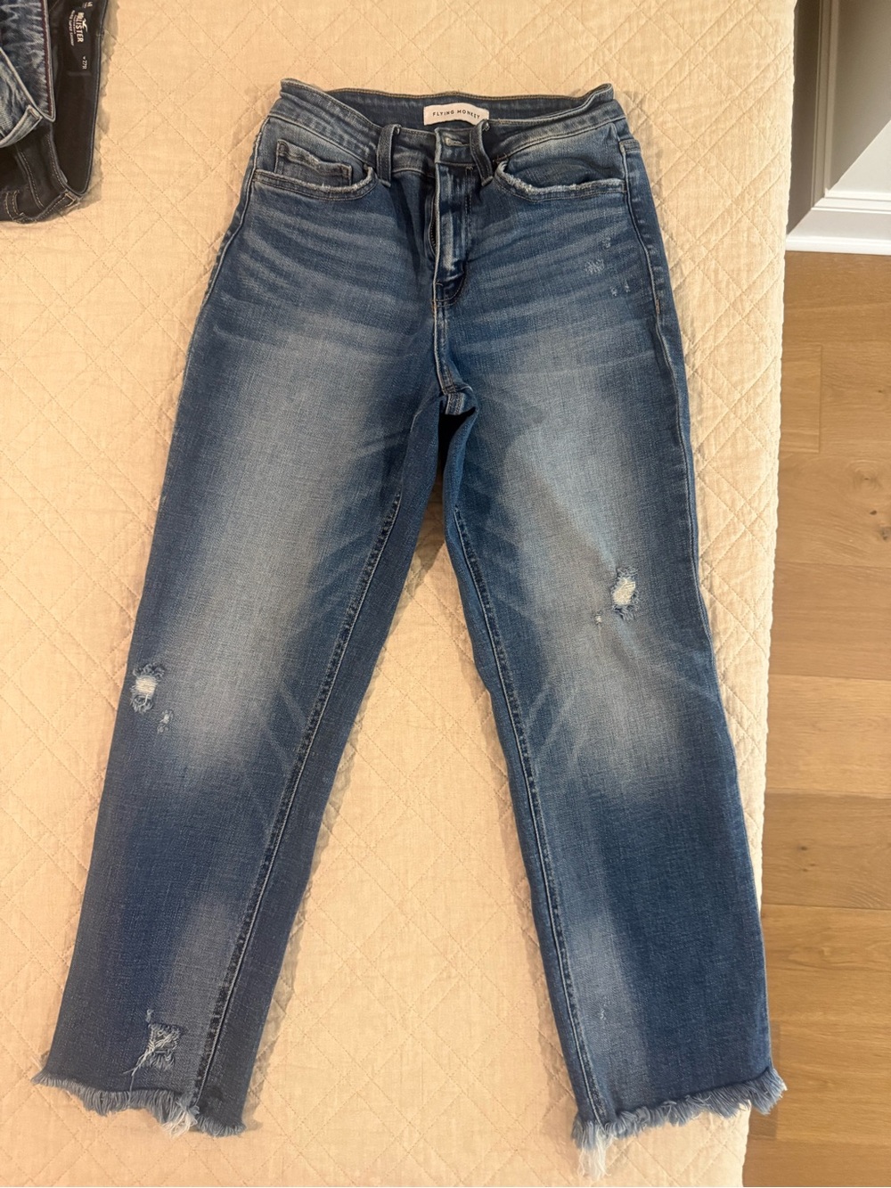 Flying Monkey Women's Cropped Distressed Blue Jeans